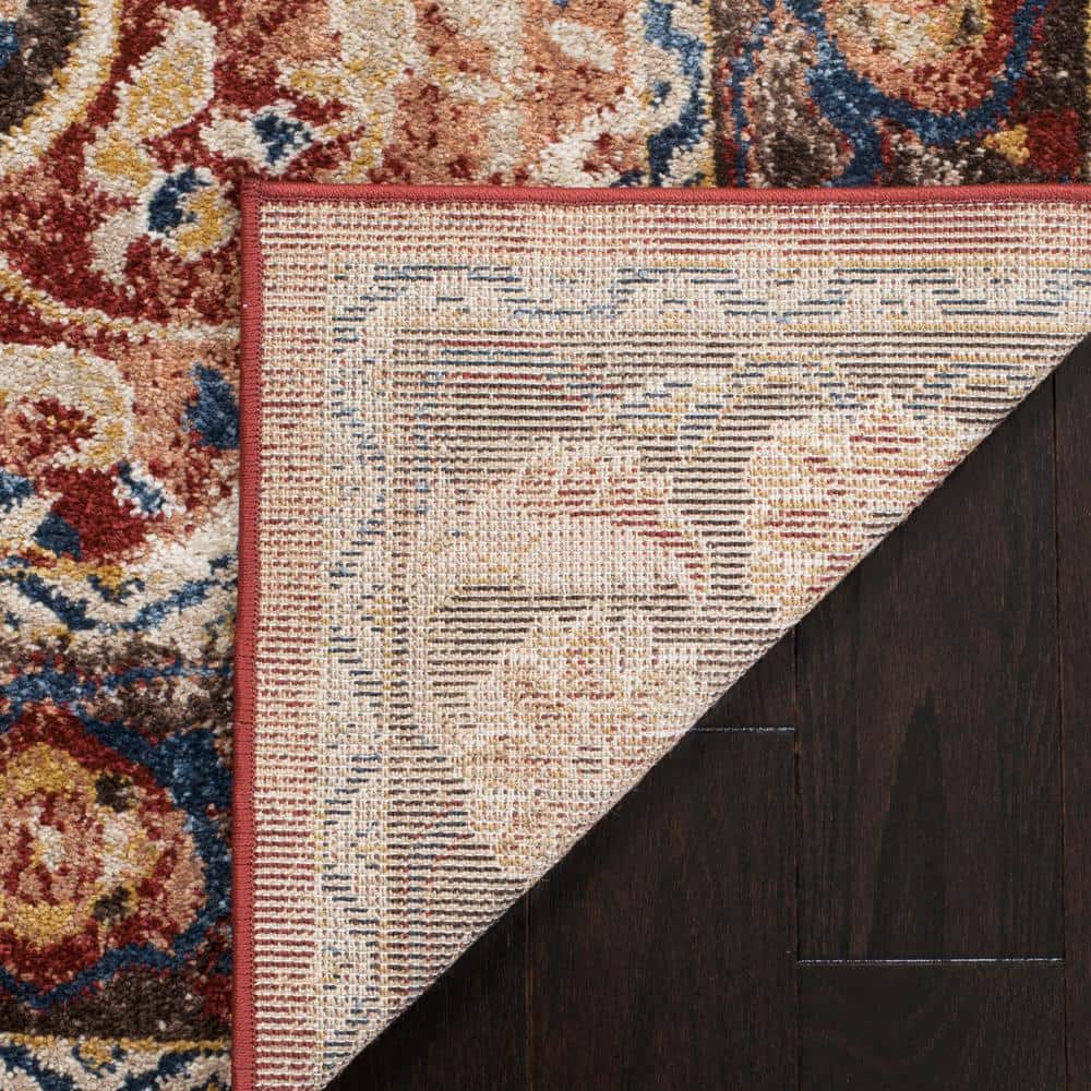 Bijar Brown and Rust Floral Motif Low Pile Area Rug