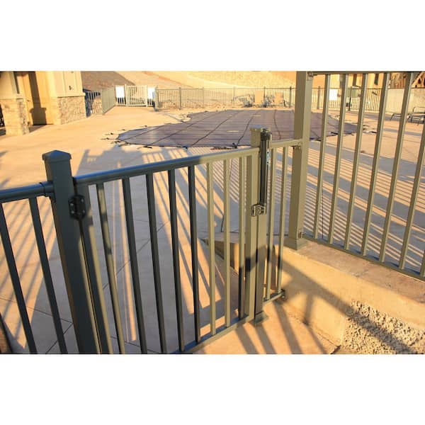 EZ Handrail 36 in. x 42 in. Bronze Pre-Built Aluminum Single Panel Walk Through Gate with 1 in. Square Balusters