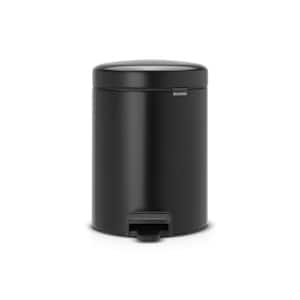 NewIcon 1 Gal. Dual Compartment Matte Black Step-On Recycling Trash Can