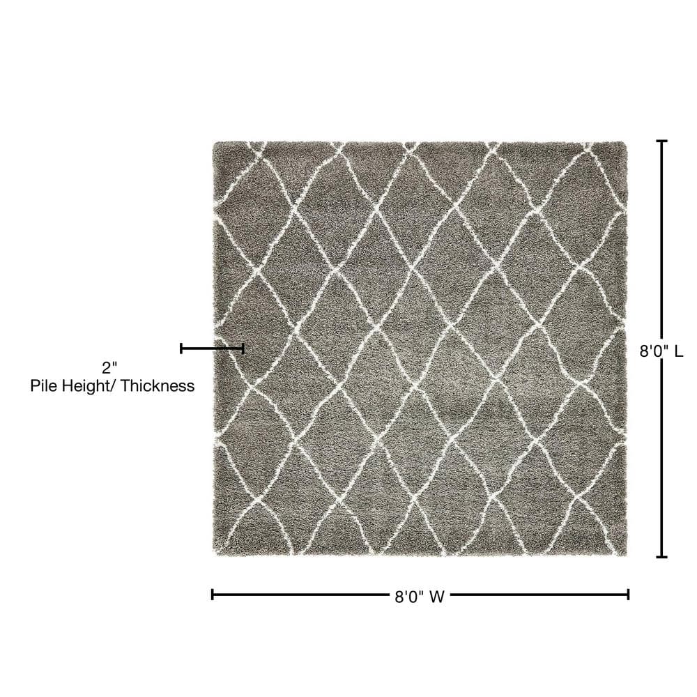 Gray Square Trellis Shag Synthetic Indoor Rug