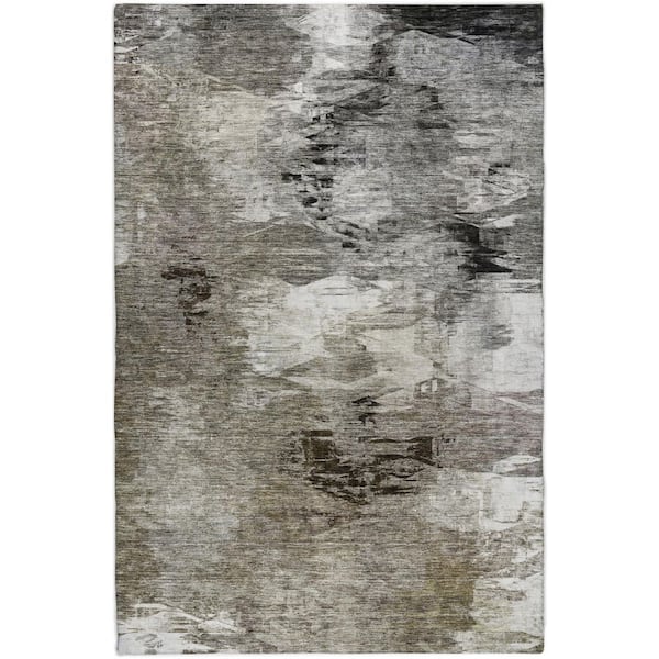 Dream Shag Premium Machine Washable Abstract ADS597 Taupe 10 ft. x 14 ft. Area Rug