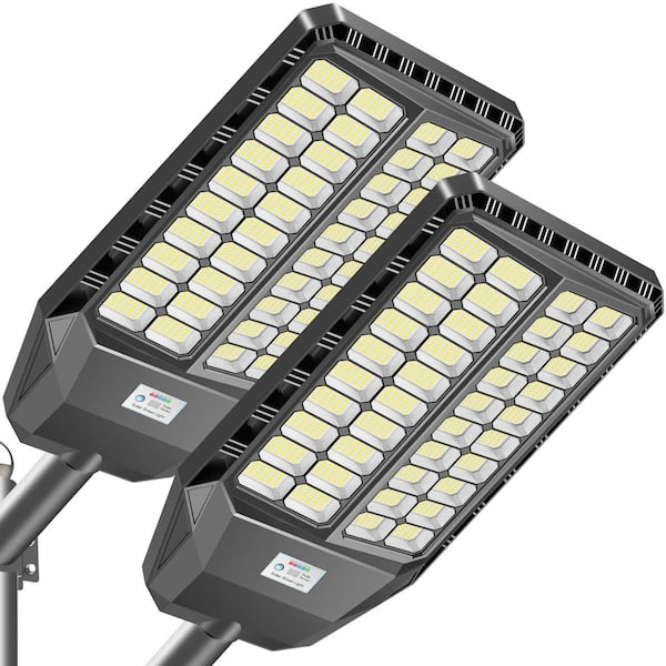 8000-Watt 520000 Lumens 240° Black Motion Sensing Dusk to Dawn Integrated LED Flood Light 2 Pack