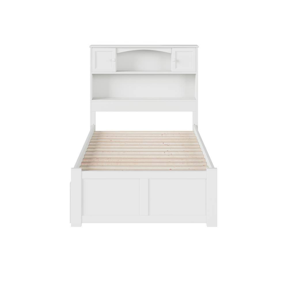 Newport Twin Extra Long Bed with Footboard and Twin Extra Long Trundle in White