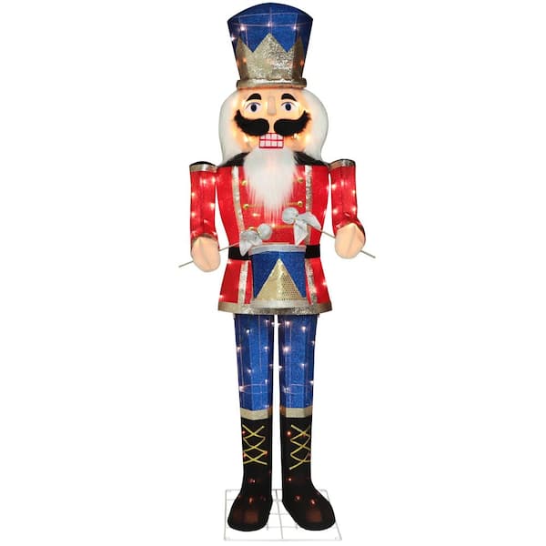 VEIKOUS 5 ft. 3D Nutcracker Outdoor Christmas Holiday Yard Decoration Play Drum Warm White Light