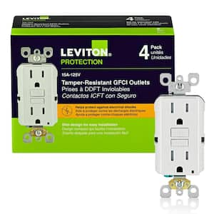 15 Amp 125-Volt Duplex SmarTest Self-Test SmartlockPro Tamper Resistant GFCI Outlet, White (4-Pack) GFTR1-4W