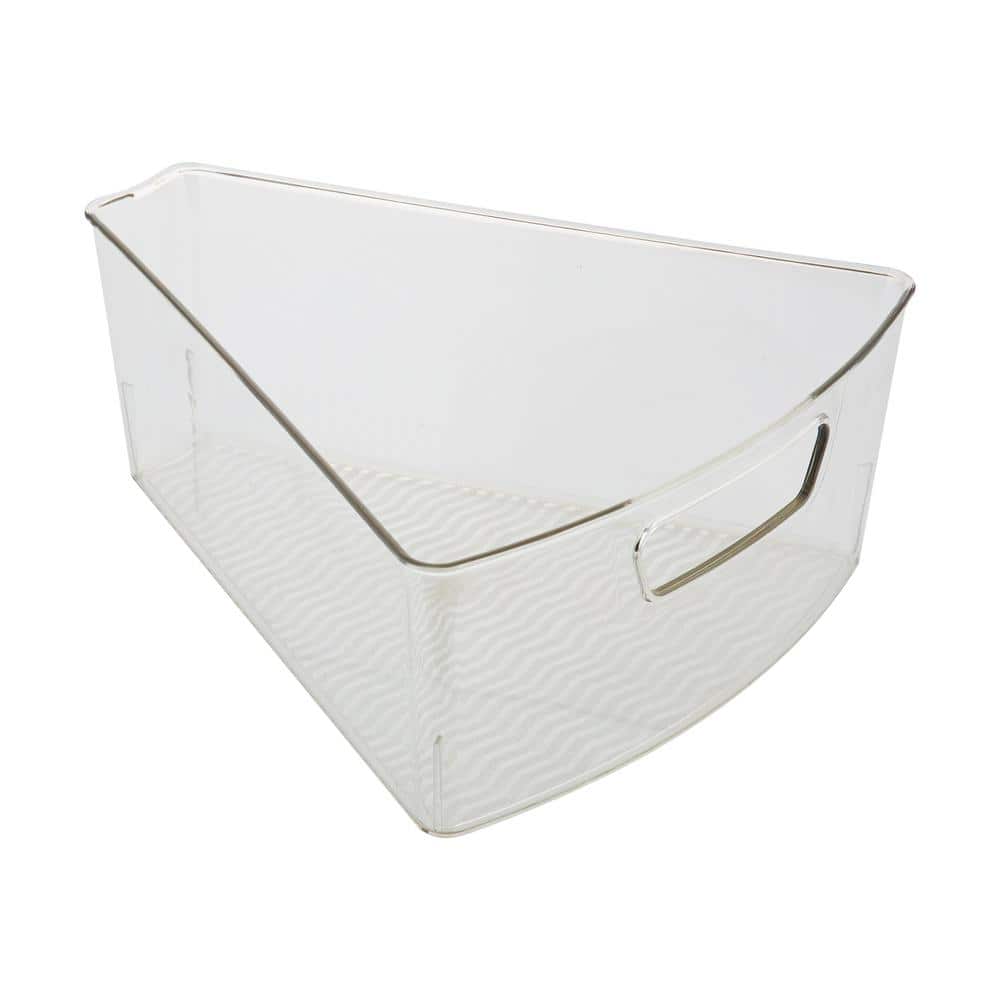 Clear Triangular Lazy Susan Organizer Bins with Handles, 2 Pack