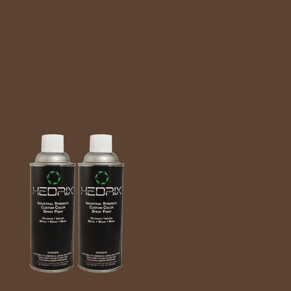 Hedrix 11 oz. Match of 790B-7 Bitter Chocolate Semi-Gloss Custom Spray Paint (2-Pack)