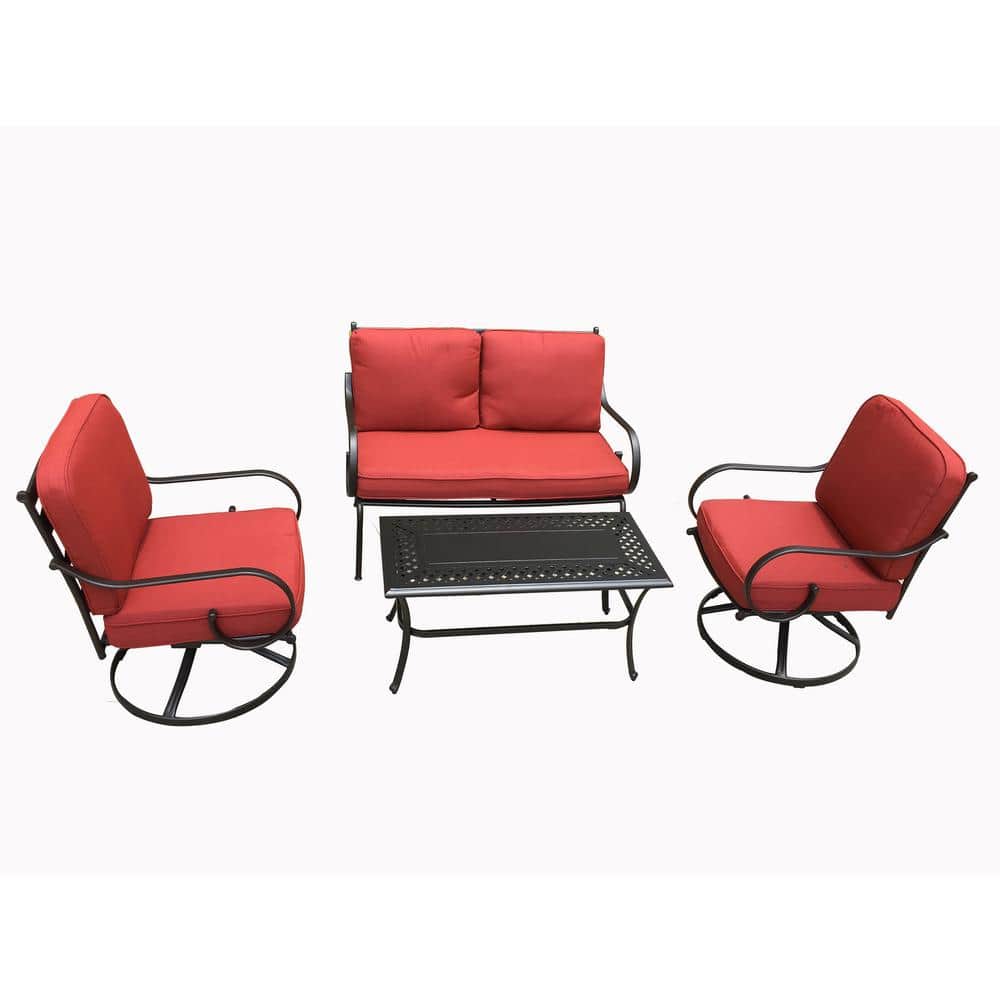 DIRECT WICKER Alicia 4Piece Steel Outdoor Dining Set with Swivel