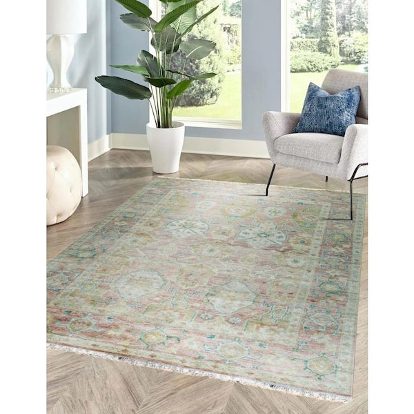 Pink 12 ft. x 15 ft. Hand-Knotted Wool Classic Oushak Area Rug