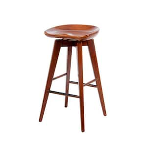 Bali 29 in. Walnut Swivel Bar Stool