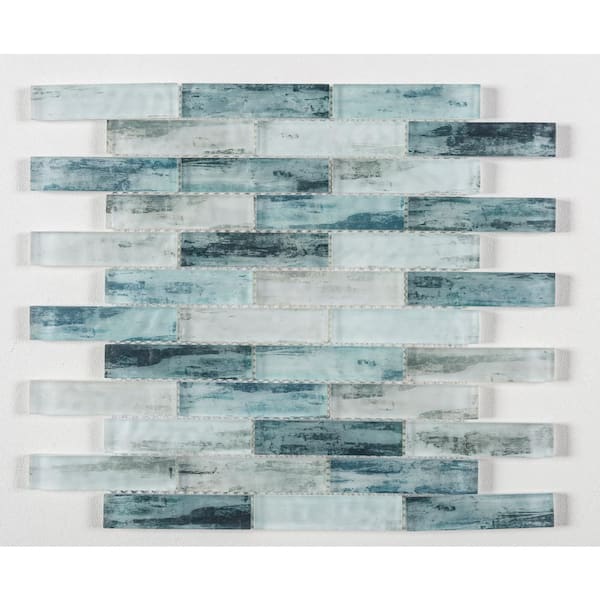 ANDOVA Giovan Kopan Blue/Gray 11-3/4 in. x 11-3/4 in. Textured Glass Brick Joint Mosaic Tile (4.8 sq. ft./Case)