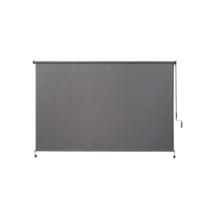 Pewter Cordless UV Blocking Fade Resistant Fabric Exterior Roller Shade 96 in. W x 72 in. L