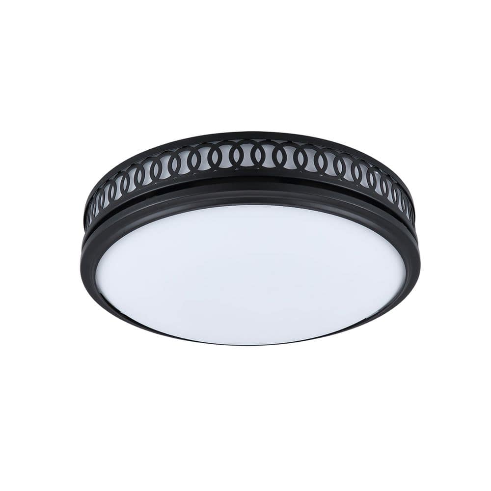Matte Black Round LED Bathroom Exhaust Fan with Frosted Glass