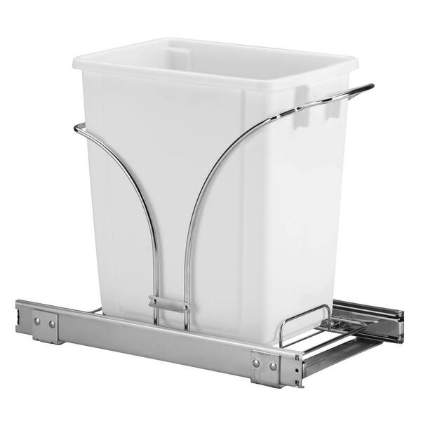 15 In. Single Sliding Trash Can In Chrome With 5 Gal. White Bin C29537-1 -  The Home Depot