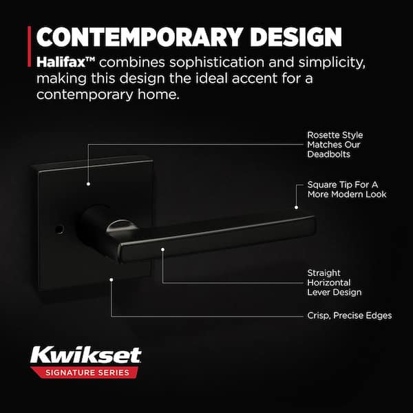 Reviews for Kwikset Halifax Square Matte Black Privacy Bed/Bath