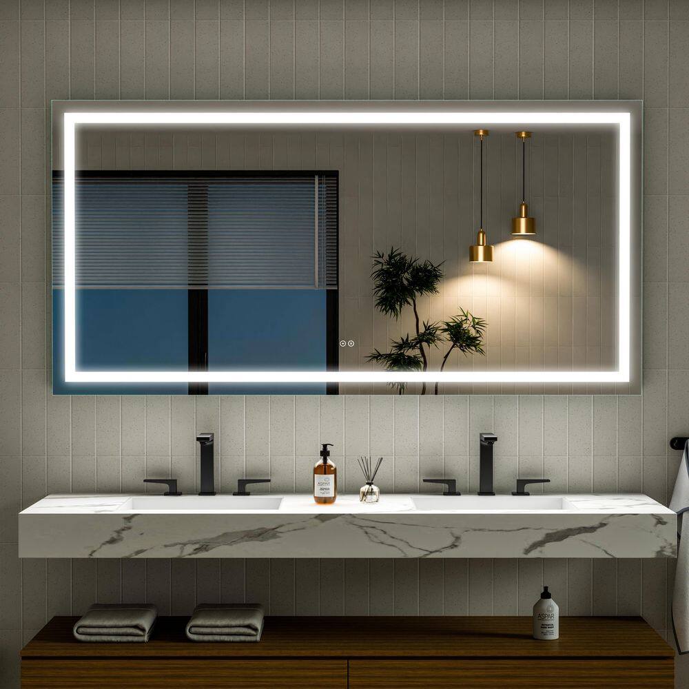 72 in. W x 36 in. H Rectangular Frameless Wall LED Bathroom Vanity Mirror in Aluminum, Anti-Fog, Dimmable price history on PriceWatchPro