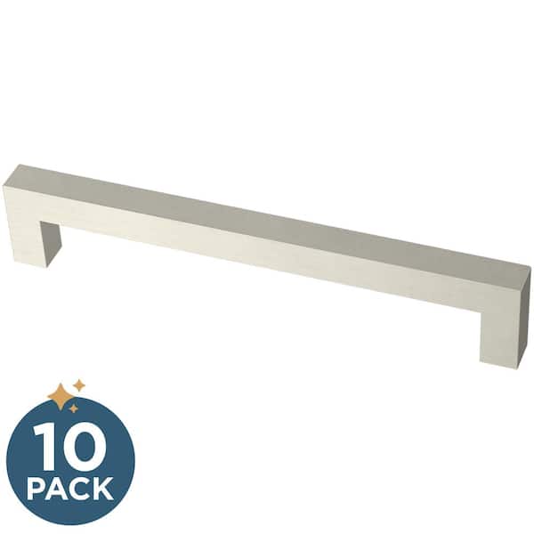 10-Pack Simple Modern Square 6-5/16 in. (160 mm) Modern Cabinet Drawer Pulls in Stainless Steel