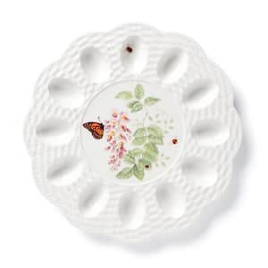Butterfly Meadow Figural 11.75 in. W 0.75 in. H 11.75 in. D Circular Multi-Colored Porcelain Egg Serving Tray