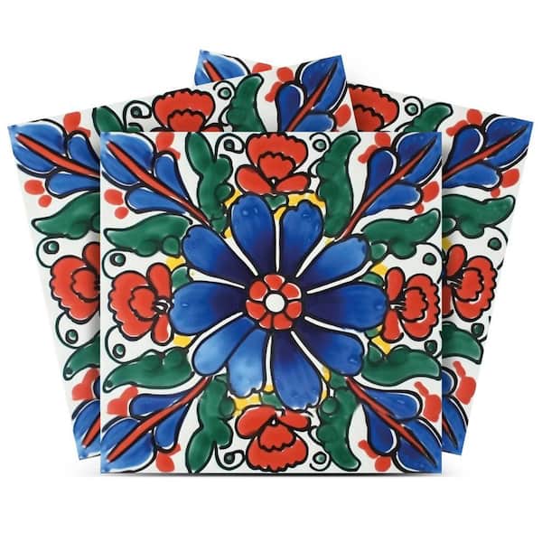 MI ALMA Green, Blue, White and Red C78 7 in. x 7 in. Vinyl Peel and Stick Tile (24-Tiles, 8.17 sq. ft. /1-Pack)