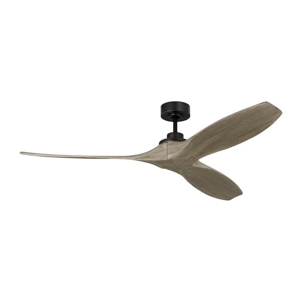 Generation Lighting Collins 60 in. Smart Home Indoor/Outdoor Aged Pewter Ceiling Fan with Light Grey Weathered Oak Blades, DC Motor