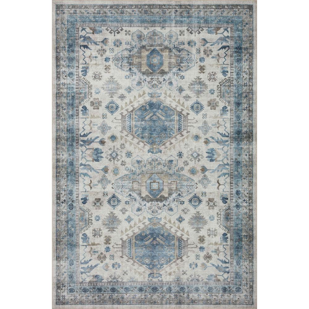 Ivory Medallion Synthetic Easy Care Area Rug 27" x 45"
