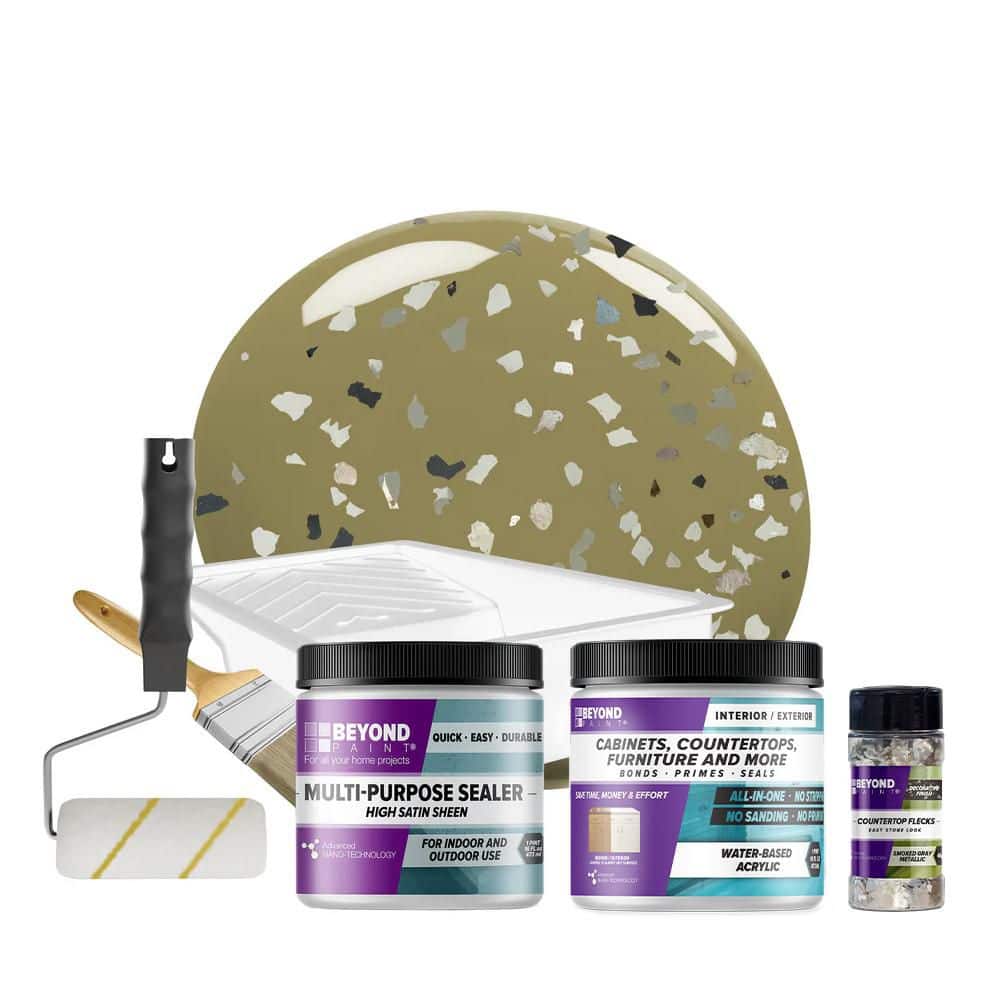 BEYOND PAINT Sage Countertop Kit and Smoked Gray Flecks