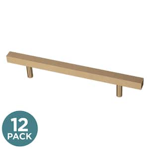 Square Bar 5-1/16 in. (128 mm) Modern Champagne Bronze Drawer Pulls (12-Pack)