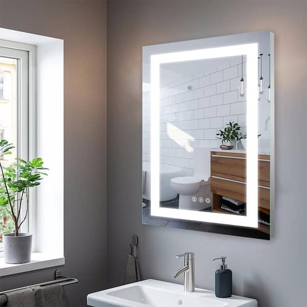 Unbranded 36 in. W x 36 in. H Rectangular Frameless 2-Color Temperature Wall Bathroom Vanity Mirror with UL Certified Anti-Fog