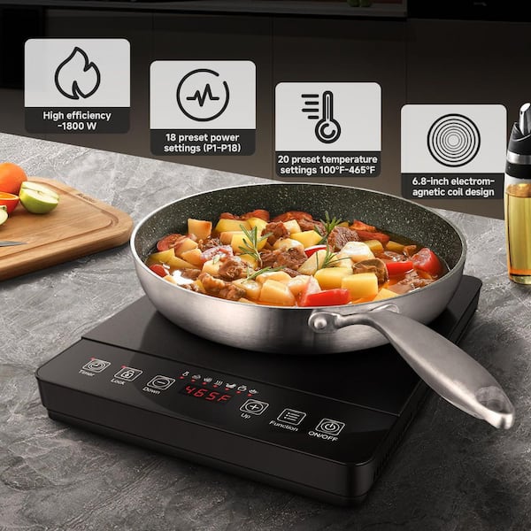 amzchef 1800W Induction Cooker with 20 Power Levels and 20