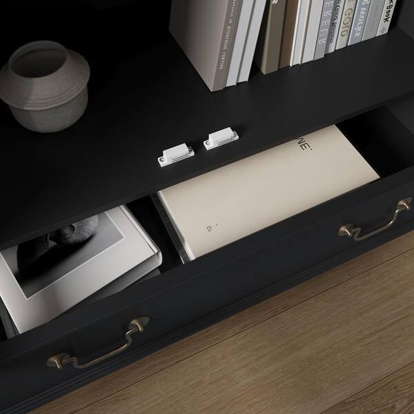 FUFU&GAGA Black 77.2 in. Accent Storage Cabinet with 5-Shelf