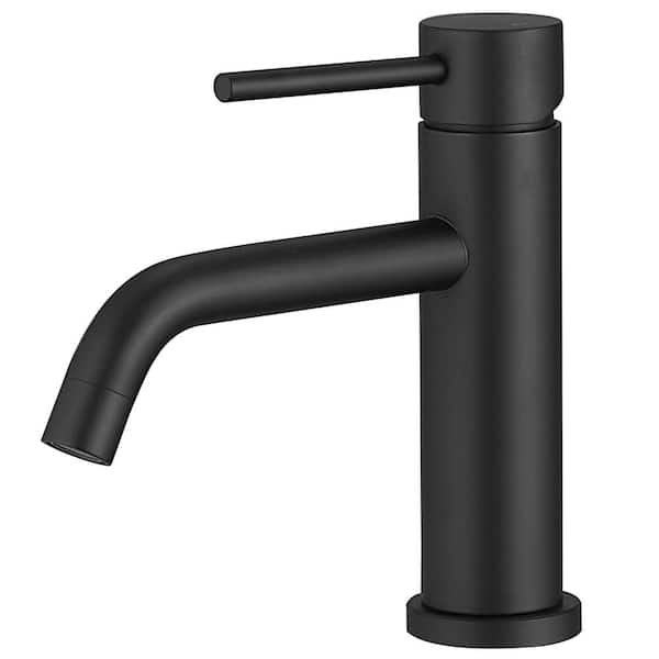 HOMEMYSTIQUE Single Handle Single Hole Bathroom Faucet in Matte Black