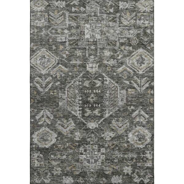 Mayfield Premium Machine Washable Abstract AMF2356 Pewter 9 ft. x 12 ft. Area Rug