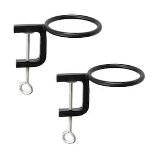 Black Powdercoat 8-Inch Clamp-On Flower Pot Ring, Set of Two