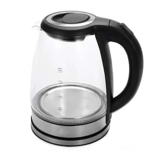 7-Cups Black Glass Cordless Electric Kettle with 360-Swivel Base