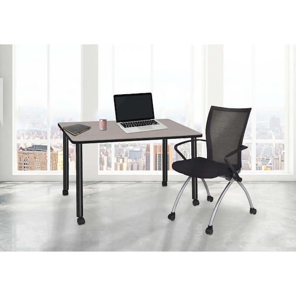 48 Computer Desk Maple Regency Kee 48 in x 24 in. Maple Brown Top Mobile Desk, Black Legs ...