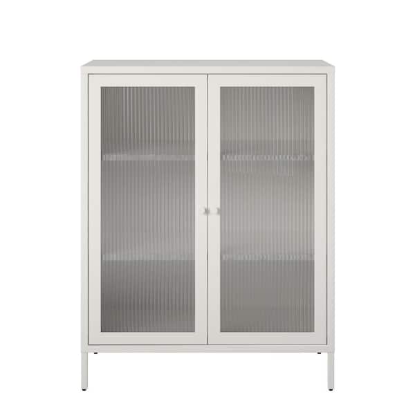SystemBuild Evolution Ashbury 31.5 in. W Adjustable Wood Closet System with Glass Metal Locker, Soft White