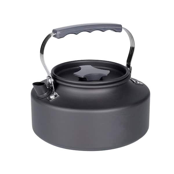 0.9 qt. Portable Camping Kettle, Hard-Anodized Aluminum Kettle for Stovetop with Foldable Handle, Insulated Grip