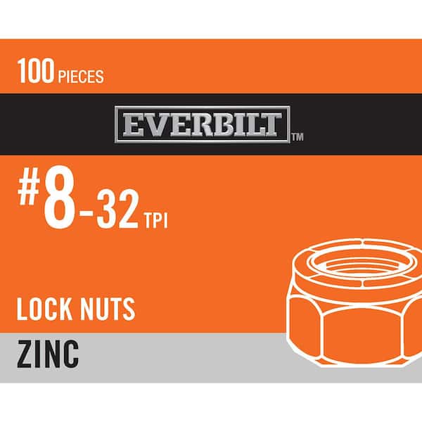 Everbilt #8-32 Zinc Plated Nylon Lock Nut (100-Pack)