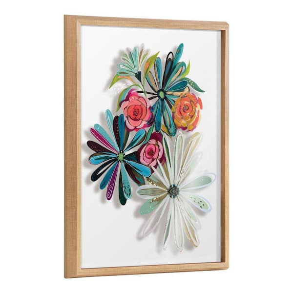 Kate and Laurel Blake Flowers on Glass 2 Whole Flowers by Jessi Raulet of Ettavee Framed Glass Art Print 18 in. x 24 in.