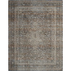Vintage Blues/Rust Multi-Colored 8 ft. 9 in. x 11 ft. 10 in. Area Rug
