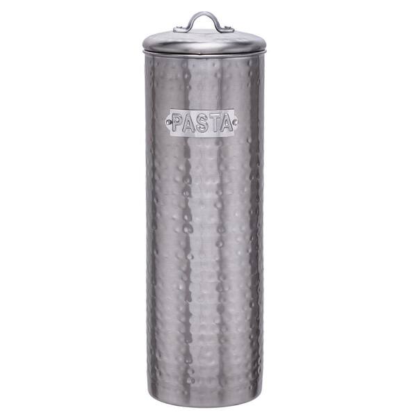 Old Dutch 12 in. Brushed Nickel Hammered Pasta Canister
