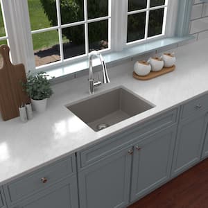 QU- 820 Quartz 24.38 in Single Bowl Undermount Kitchen Sink in Concrete