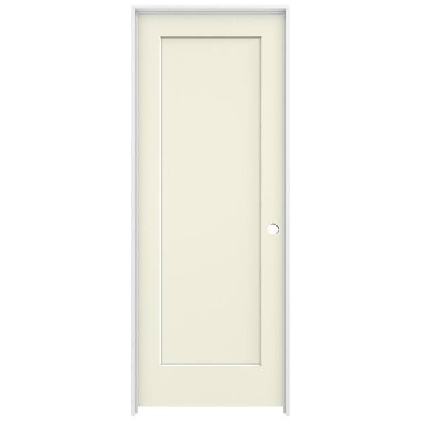 JELD-WEN 30 in. x 80 in. Madison Vanilla Painted Left-Hand Smooth Solid Core Molded Composite MDF Single Prehung Interior Door