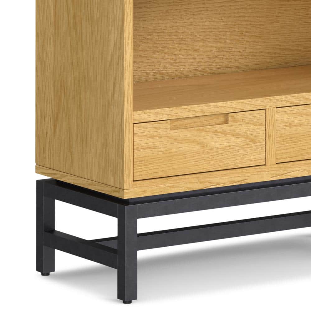 Banting Oak Wood and Metal Adjustable Bookcase with Drawers