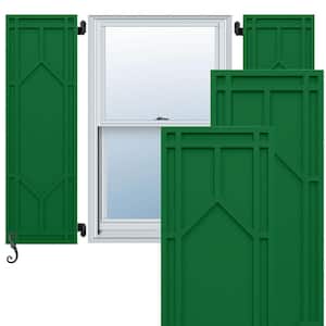 EnduraCore Shaker 12-in W x 31-in H Raised Panel Composite Shutters Pair in Viridian Green