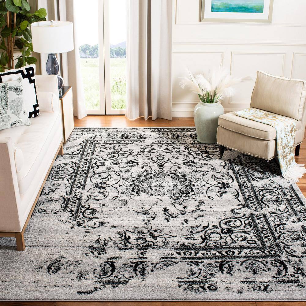 Chic Adirondack 9' x 12' Rectangular Synthetic Black Area Rug