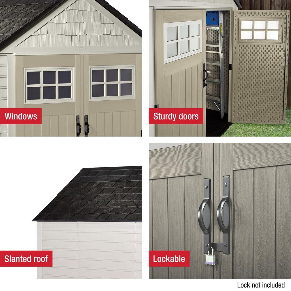 Beige 7' x 7' Resin Outdoor Storage Shed with Windows