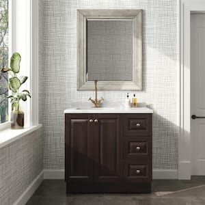 Northwood 37 in. W x 19 in. D Bathroom Vanity in Dusk with Solid Surface Vanity Top in Silver Ash with White Sink