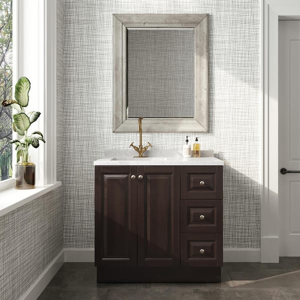 Glacier Bay Northwood 37 in. W x 19 in. D x 38 in. H Single Sink  Bath Vanity in Dusk with Silver Ash Engineered Solid Surface Top