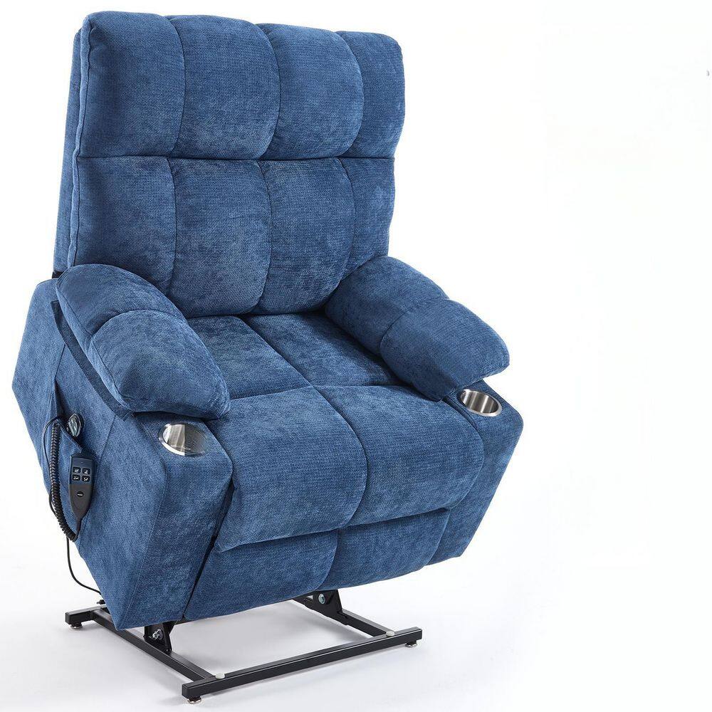 Blue Chenille Lift Recliner with Dual Motor Heat Massage and Cup Holders price history on PriceWatchPro